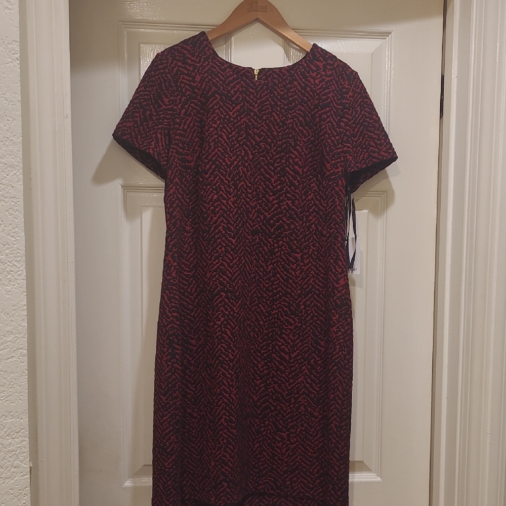 Nwt Calvin Klein Black and Red Midi Dress